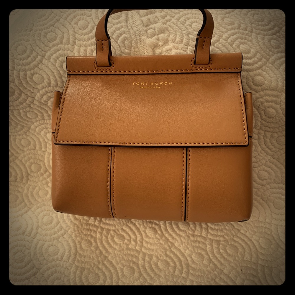 Tory Burch Block T mini aged vachetta brown